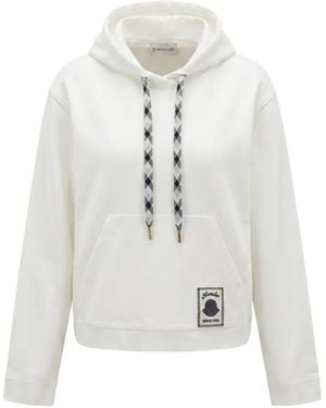 Moncler Logo-Patch Drawstring Hoodie - White