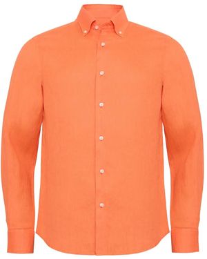 LOJA DAS MEIAS Button-Down Long-Sleeve Shirt - Orange