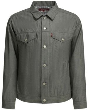 Junya Watanabe Pinstripe-Pattern Denim Jacket - Grey