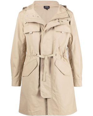 A.P.C. Hooded Drawstring Parka Coat - Natural