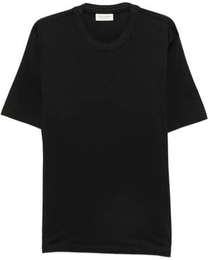 Yes London Short-Sleeve Perforated-Trim T-Shirt - Black