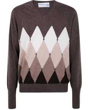 Ballantyne Diamond-pattern Cashmere Sweater - グレー