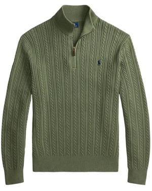 Polo Ralph Lauren Cable-Knit Quarter-Zip Jumper - Green