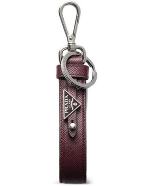 Prada Saffiano Leather Keychain - Purple