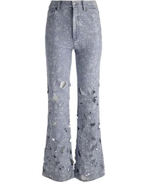 Alice + Olivia Embroidered Eyelet Jeans - Grey