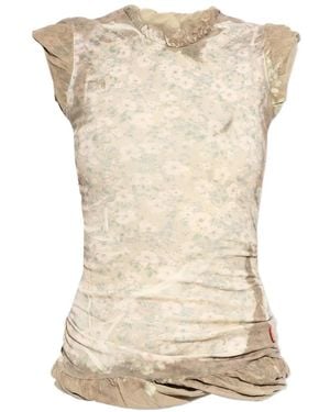 DIESEL Floral-Print Ruffled Top - Natural