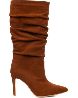 Ginissima 95Mm Eva Ruched Suede Boots - Brown