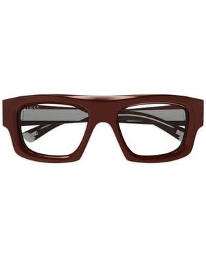 Gucci Rectangle-Frame Sunglasses - Brown
