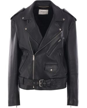 Saint Laurent パデッド レザージャケット - ブラック