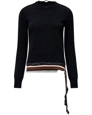 MM6 by Maison Margiela Striped Crewneck Jumper - Black
