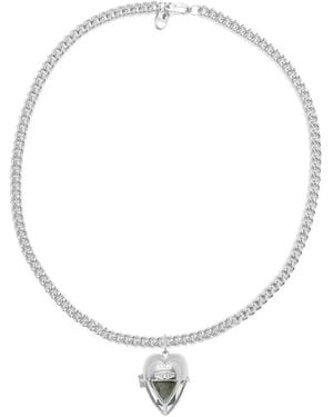 CAPSULE ELEVEN Collier À Pendentif Cœur Avec Émeraude - Blanc