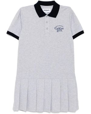Chocoolate Logo-Embroidered Dress - White
