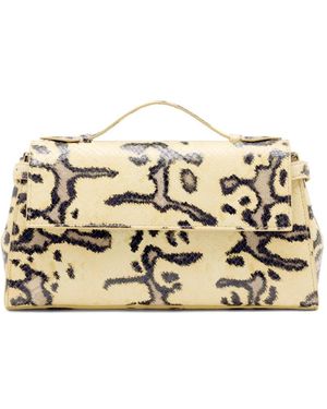 Proenza Schouler Tate Python-Print Clutch Bag - Metallic
