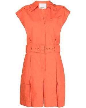 3.1 Phillip Lim Combishort Ceinturée À Design Sans Manches - Orange