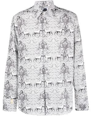 Billionaire Lion-print Long-sleeve Shirt - Gray