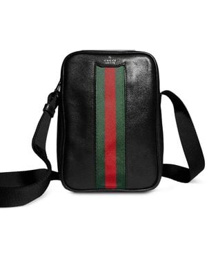 Gucci Mini Web-Detail Leather Messenger Bag - Black