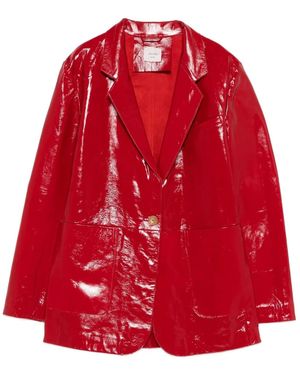 Alysi Notched-Lapel Side-Pocket Coat - Red