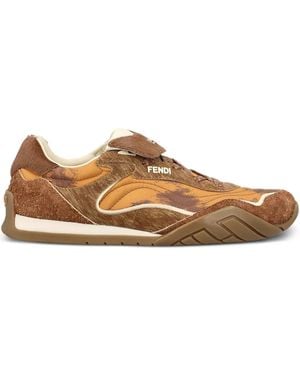 Fendi Baskets Wave Pulse À Lacets - Marron