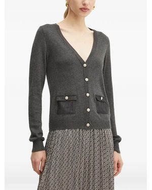 Morgan Mje V-Neck Pocket Cardigan - Gray