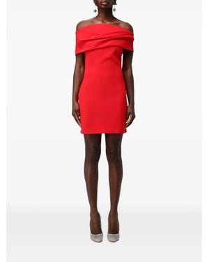 Solace London Draped Off-The-Shoulder Mini Dress - Red