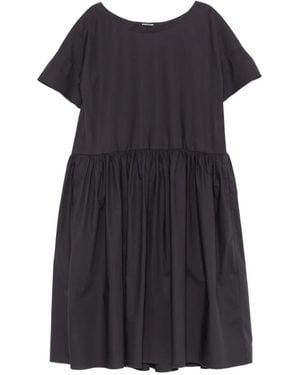 Susanne Bommer Gathered Short-Sleeve Midi Dress - Black