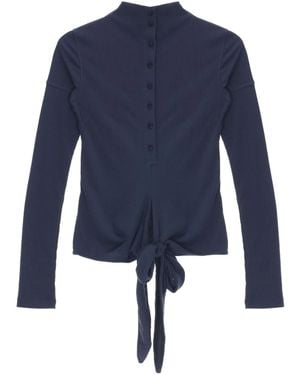 Low Classic Button Wrap T-Shirt - Blue