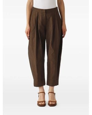 PT Torino Pleated-Waist Turned-Up-Cuff Pants - Brown