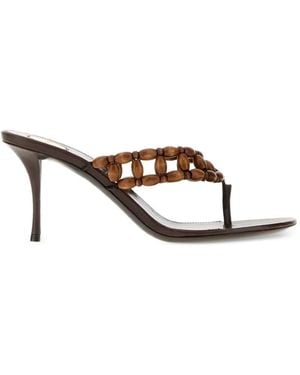 Saint Laurent Zina Beaded Thong Sandals - White