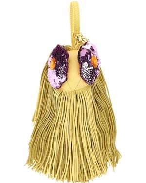 Fendi Aquamarine Sequin Embroidered Fringed Charm - Metallic