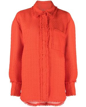 MSGM Fringed Tweed Overshirt - Red