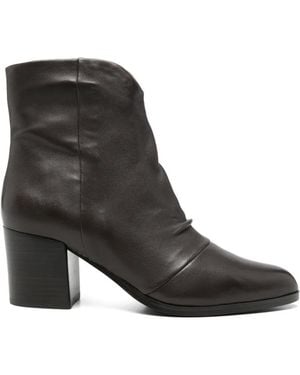 Bruno Premi Ruched Leather Ankle Boots - Black