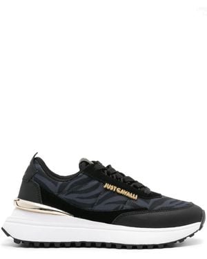 Just Cavalli Zebra-Print Panelled Trainers - Black