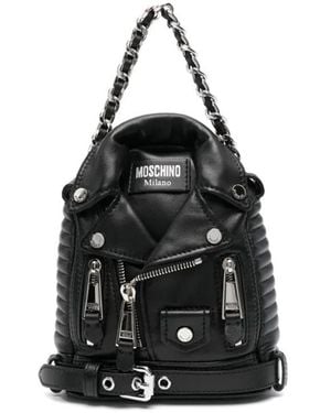 Moschino Biker レザーバックパック - ブラック