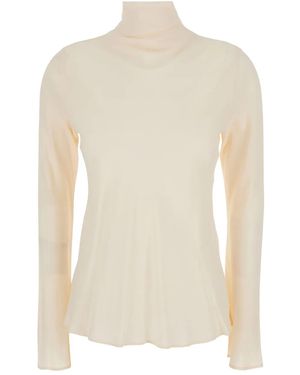 Semicouture High-Neck Crepe Blouse - White