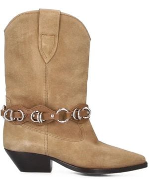 Isabel Marant Duerto Harness-Detail Suede Boots - Natural