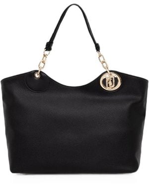 Liu Jo Logo-Plaque Pebbled-Effect Tote Bag - Black