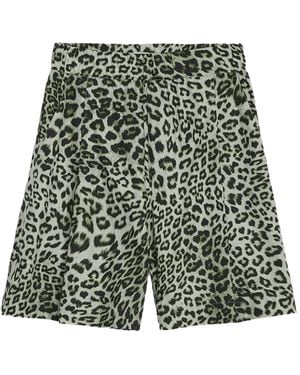 A PAPER KID Leopard-Print Shorts - Green