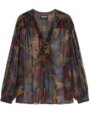 Zadig & Voltaire Top Met Paardenprint - Bruin