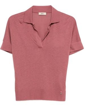 Herno V-Neck Short-Sleeve T-Shirt - Pink