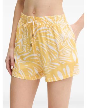 Melissa Odabash Annie Leaf-Print Drawstring Shorts - Yellow
