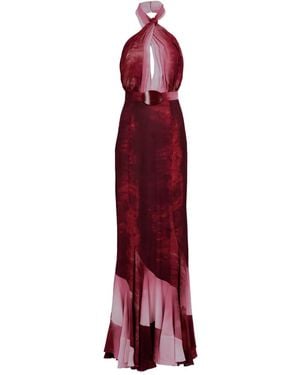 Silvia Tcherassi Raisa Halterneck Belted Maxi Dress - Red
