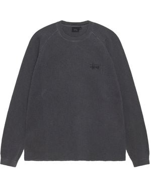 Stussy Waffle-Texture Long-Sleeve T-Shirt - Grey