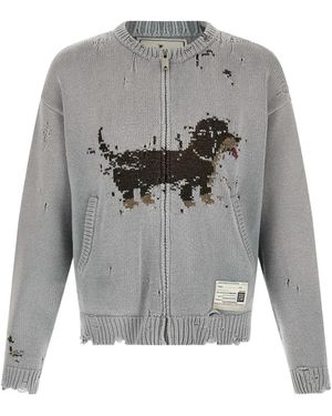 Maison Mihara Yasuhiro Vest Met Hond-Jacquard - Grijs