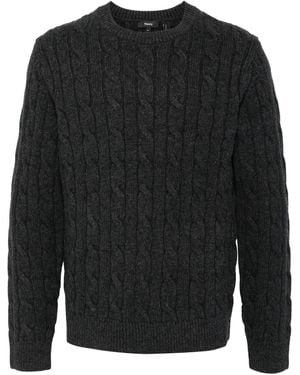 Theory Stehkragen-Pullover Mit Zopfmuster - Schwarz