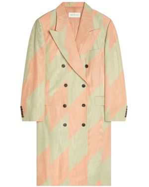 Dries Van Noten Double-Breasted Chevron Coat - White