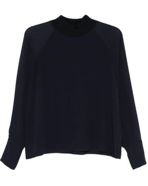 Peserico Ribbed High-Neck Top - Blue