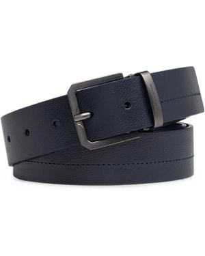 Piquadro Pebbled-Leather Belt - Blue