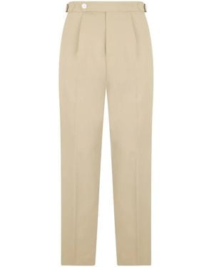 BOSS Pleated Straight-Leg Trousers - Natural