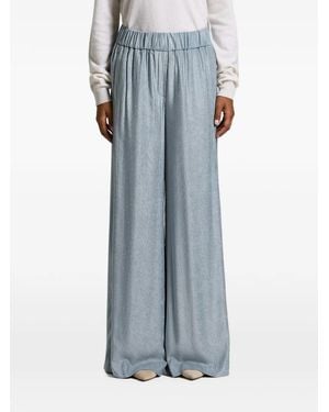 Peserico Plissé-Effect Wide-Leg Pants - Blue