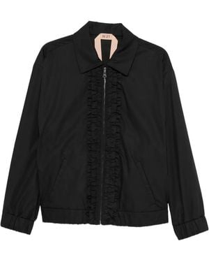 N°21 Ruffled Zip-Up Jacket - Black